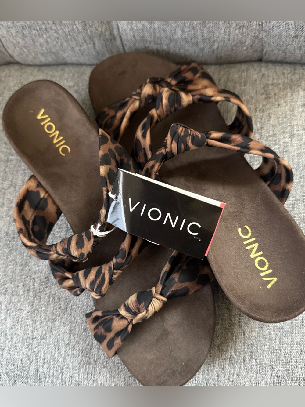 Vionic Leopard-Print Knot Wrap Sandals - Brown & Black